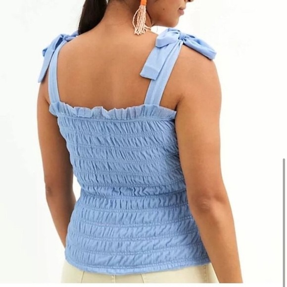 Anthropologie Blue Smocked Cami - Picture 5 of 9